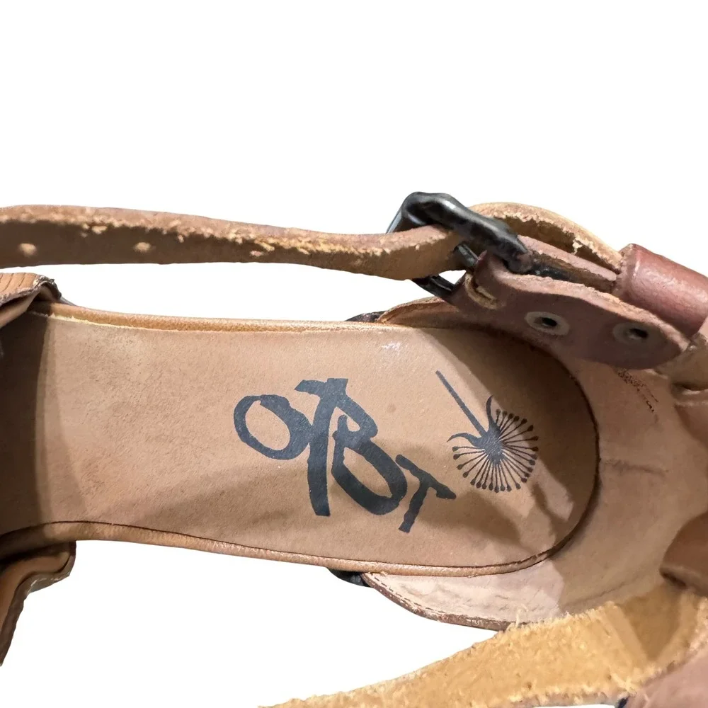 OTBT Metaphor Sandal Bootie Womens 7.5 Tan Block Heel Leather 7F848 - Picture 9 of 11